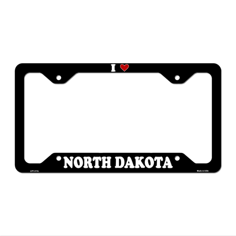 Love North Dakota Novelty Metal License Plate Frame LPF-311 12.25" x 6.5" Black Frame (LPF)