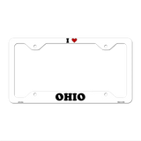 Love Ohio Novelty Metal License Plate Frame LPF-312 12.25" x 6.5" White Frame (LPF)