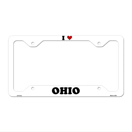 Love Ohio Novelty Metal License Plate Frame LPF-312 12.25" x 6.5" White Frame (LPF)