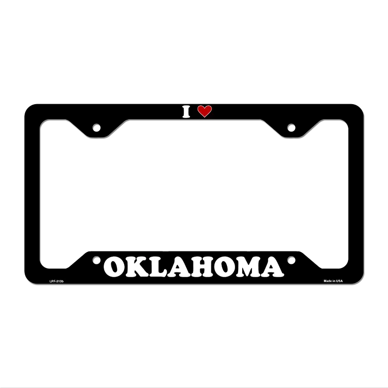 Love Oklahoma Novelty Metal License Plate Frame LPF-313 12.25" x 6.5" Black Frame (LPF)