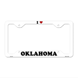 Love Oklahoma Novelty Metal License Plate Frame LPF-313 12.25" x 6.5" White Frame (LPF)
