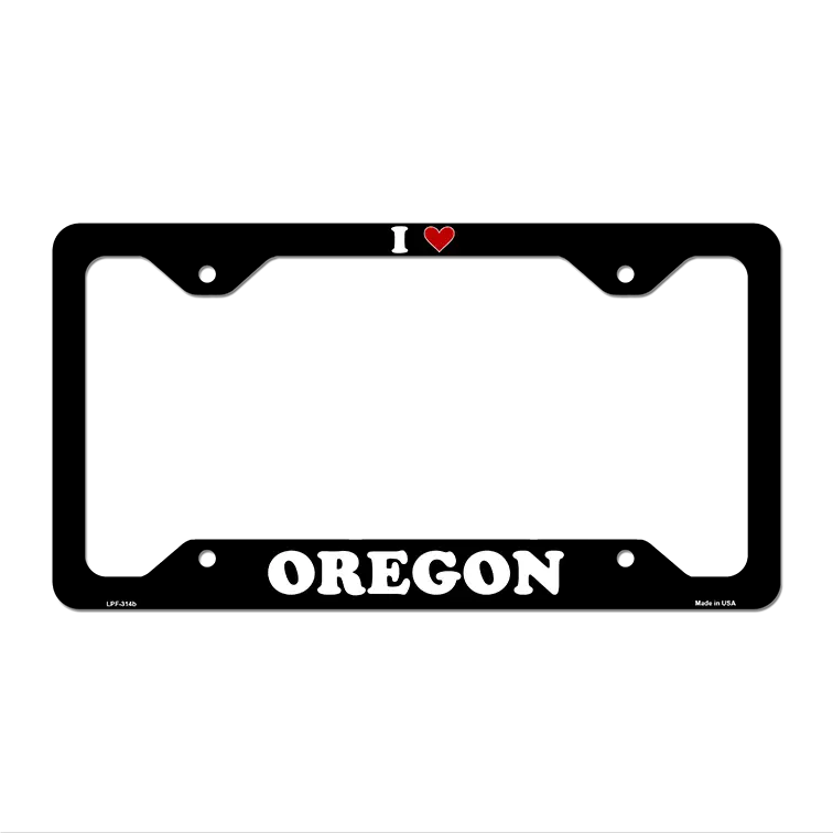 Love Oregon Novelty Metal License Plate Frame LPF-314 12.25" x 6.5" Black Frame (LPF)