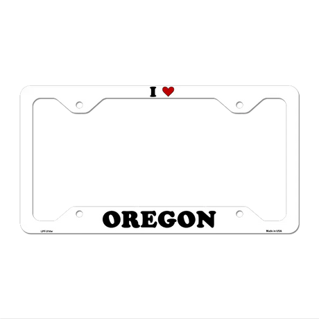 Love Oregon Novelty Metal License Plate Frame LPF-314 12.25" x 6.5" White Frame (LPF)