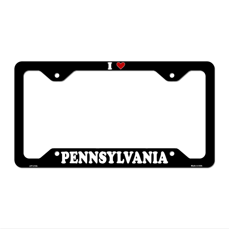 Love Pennsylvania Novelty Metal License Plate Frame LPF-315 12.25" x 6.5" Black Frame (LPF)