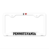 Love Pennsylvania Novelty Metal License Plate Frame LPF-315 12.25" x 6.5" White Frame (LPF)