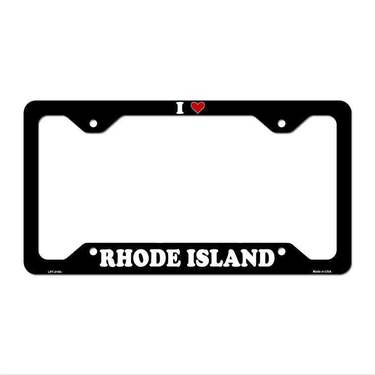 Love Rhode Island Novelty Metal License Plate Frame LPF-316 12.25" x 6.5" Black Frame (LPF)