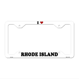 Love Rhode Island Novelty Metal License Plate Frame LPF-316 12.25" x 6.5" White Frame (LPF)