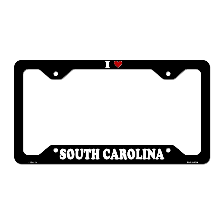 Love South Carolina Novelty Metal License Plate Frame LPF-317 12.25" x 6.5" Black Frame (LPF)