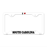 Love South Carolina Novelty Metal License Plate Frame LPF-317 12.25" x 6.5" White Frame (LPF)