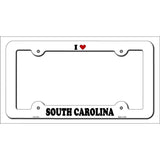 Love South Carolina Novelty Metal License Plate Frame LPF-317 White