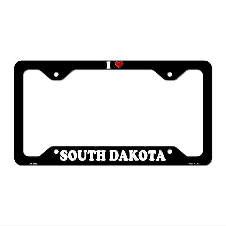 Love South Dakota Novelty Metal License Plate Frame LPF-318 12.25" x 6.5" Black Frame (LPF)
