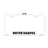 Love South Dakota Novelty Metal License Plate Frame LPF-318 12.25" x 6.5" White Frame (LPF)