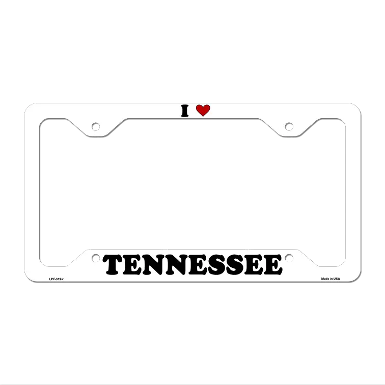 Love Tennessee Novelty Metal License Plate Frame LPF-319 12.25" x 6.5" White Frame (LPF)
