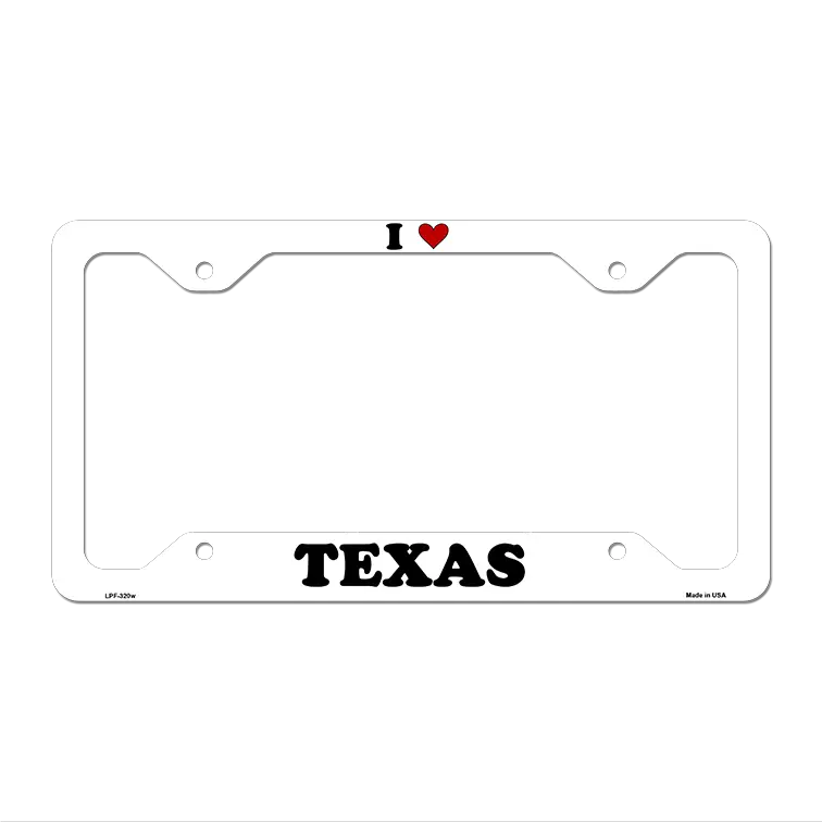 Love Texas Novelty Metal License Plate Frame LPF-320 12.25" x 6.5" White Frame (LPF)