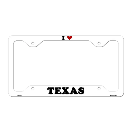 Love Texas Novelty Metal License Plate Frame LPF-320 12.25" x 6.5" White Frame (LPF)