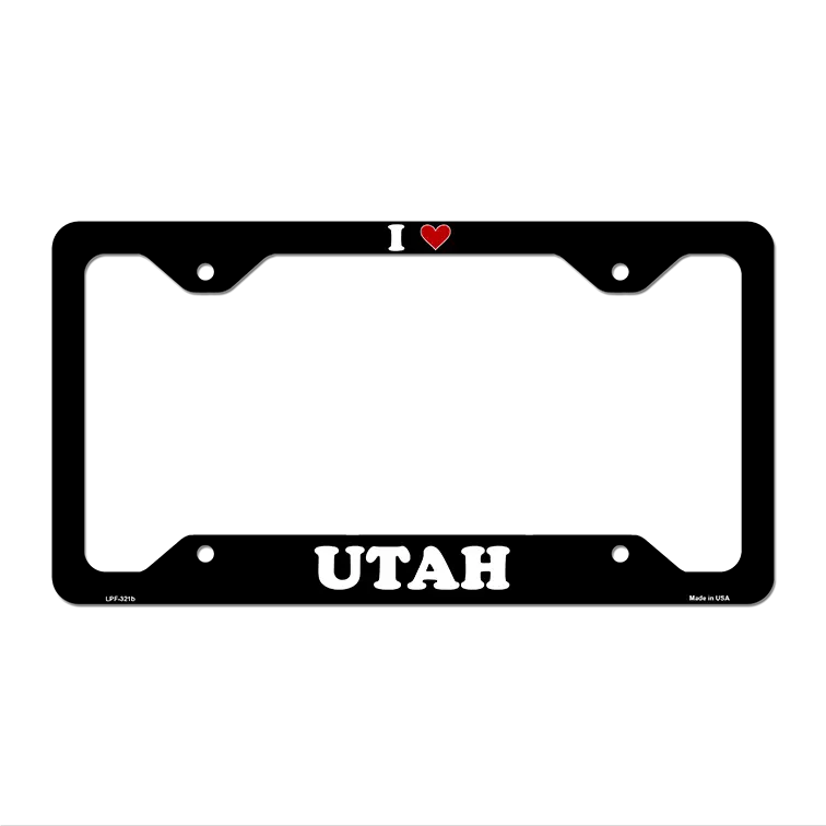 Love Utah Novelty Metal License Plate Frame LPF-321 12.25" x 6.5" Black Frame (LPF)