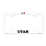 Love Utah Novelty Metal License Plate Frame LPF-321 12.25" x 6.5" White Frame (LPF)