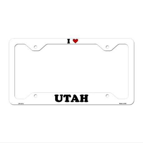 Love Utah Novelty Metal License Plate Frame LPF-321 12.25" x 6.5" White Frame (LPF)