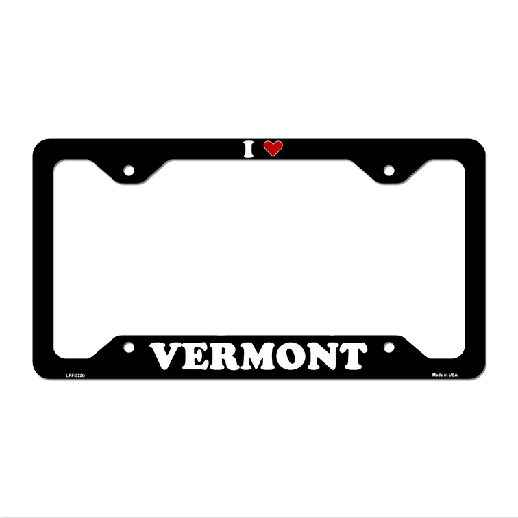 Love Vermont Novelty Metal License Plate Frame LPF-322 12.25" x 6.5" Black Frame (LPF)