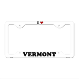Love Vermont Novelty Metal License Plate Frame LPF-322 12.25" x 6.5" White Frame (LPF)