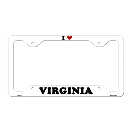 Love Virginia Novelty Metal License Plate Frame LPF-323 12.25" x 6.5" White Frame (LPF)
