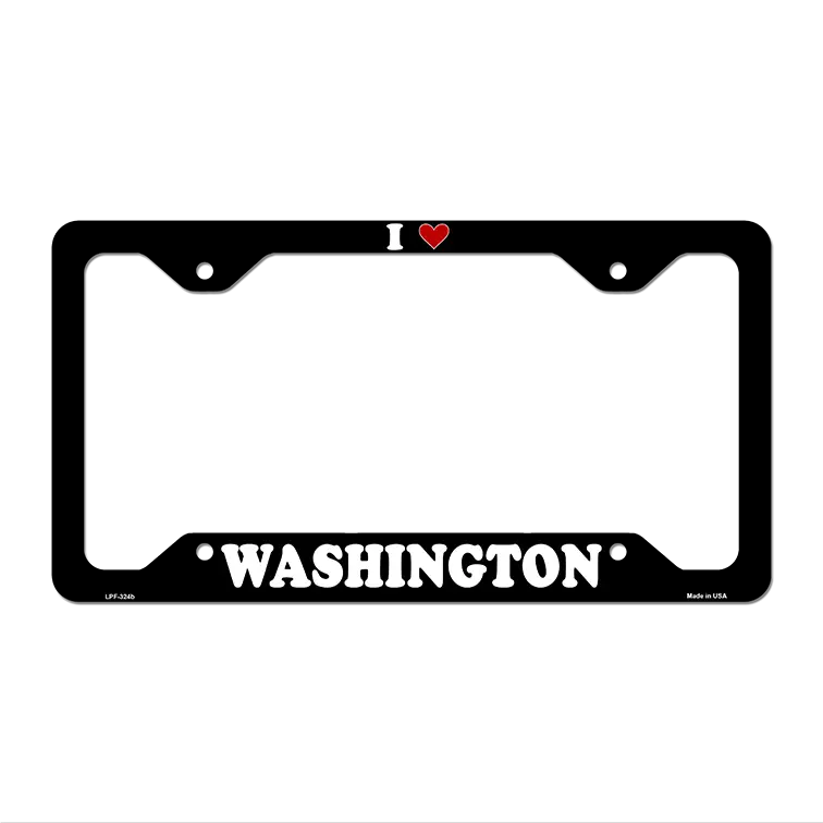 Love Washington Novelty Metal License Plate Frame LPF-324 12.25" x 6.5" Black Frame (LPF)