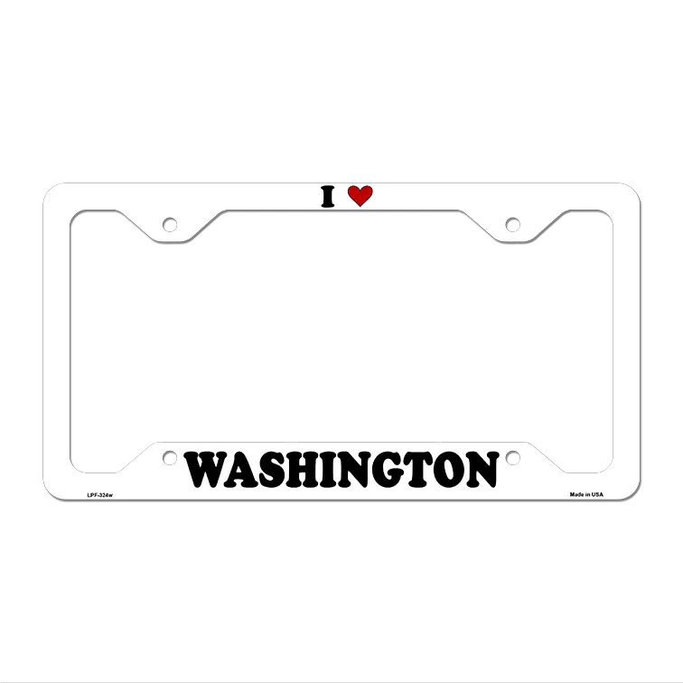 Love Washington Novelty Metal License Plate Frame LPF-324 12.25" x 6.5" White Frame (LPF)