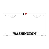 Love Washington Novelty Metal License Plate Frame LPF-324 12.25" x 6.5" White Frame (LPF)