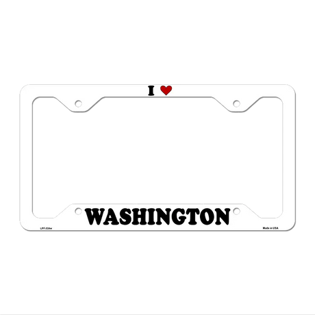 Love Washington Novelty Metal License Plate Frame LPF-324 12.25" x 6.5" White Frame (LPF)