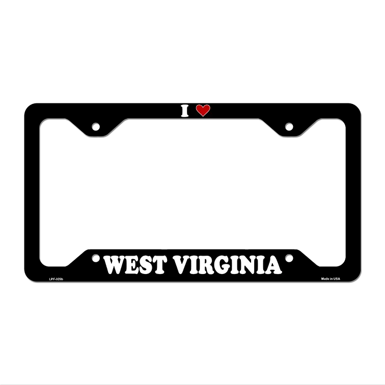 Love West Virginia Novelty Metal License Plate Frame LPF-325 12.25" x 6.5" Black Frame (LPF)