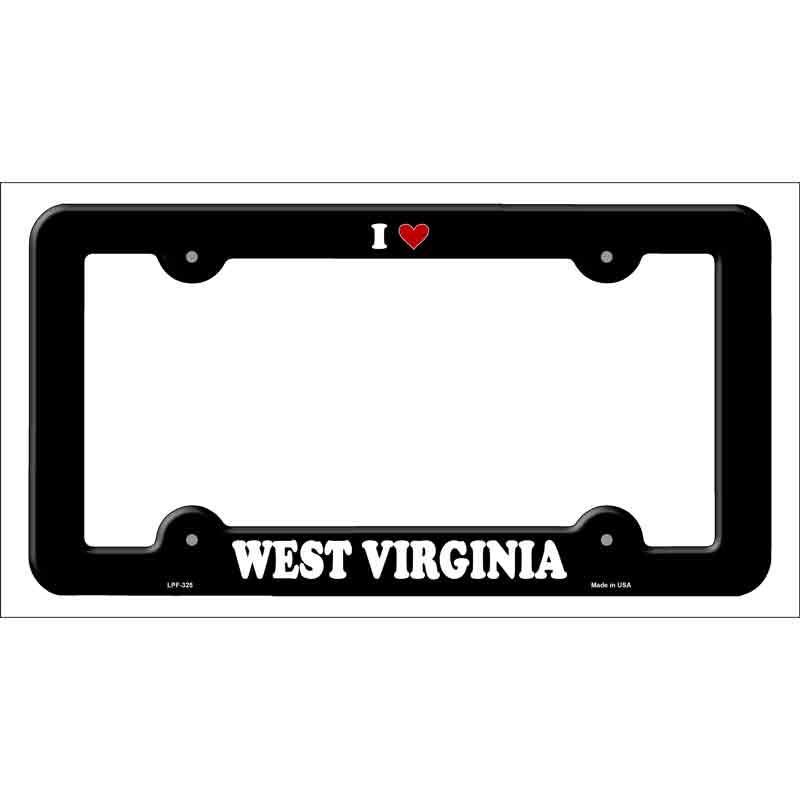 Love West Virginia Novelty Metal License Plate Frame LPF-325 Black