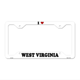 Love West Virginia Novelty Metal License Plate Frame LPF-325 12.25" x 6.5" White Frame (LPF)