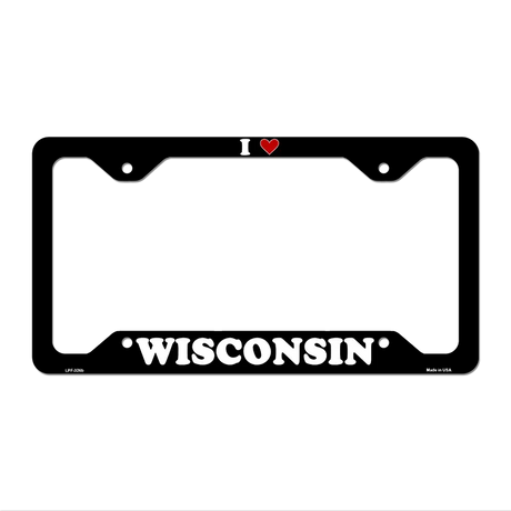 Love Wisconsin Novelty Metal License Plate Frame LPF-326 12.25" x 6.5" Black Frame (LPF)