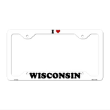 Love Wisconsin Novelty Metal License Plate Frame LPF-326 12.25" x 6.5" White Frame (LPF)