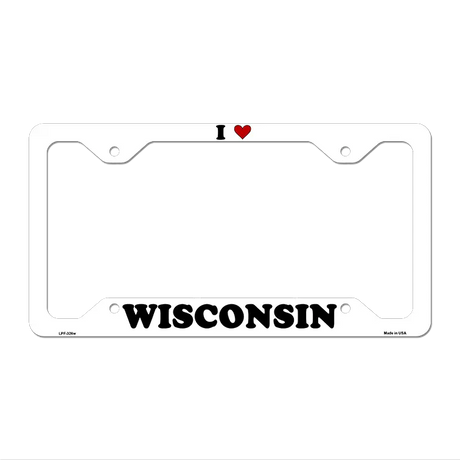 Love Wisconsin Novelty Metal License Plate Frame LPF-326 12.25" x 6.5" White Frame (LPF)