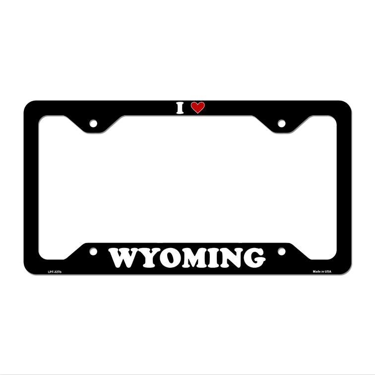 Love Wyoming Novelty Metal License Plate Frame LPF-327 12.25" x 6.5" Black Frame (LPF)