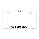 Love Wyoming Novelty Metal License Plate Frame LPF-327 12.25" x 6.5" White Frame (LPF)