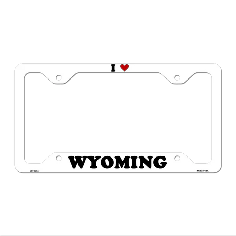 Love Wyoming Novelty Metal License Plate Frame LPF-327 12.25" x 6.5" White Frame (LPF)