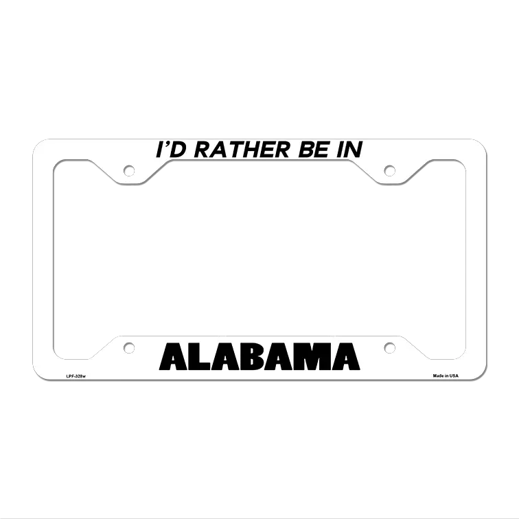 Be In Alabama Novelty Metal License Plate Frame LPF-328 12.25" x 6.5" White Frame (LPF)