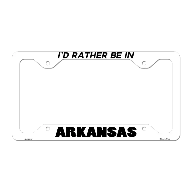 Be In Arkansas Novelty Metal License Plate Frame LPF-331 12.25" x 6.5" White Frame (LPF)