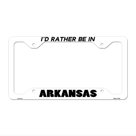Be In Arkansas Novelty Metal License Plate Frame LPF-331 12.25" x 6.5" White Frame (LPF)