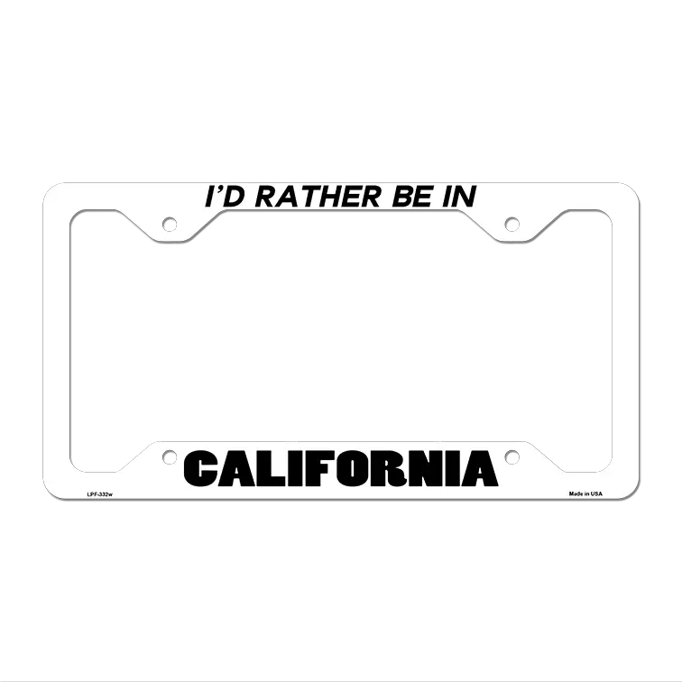 Be In California Novelty Metal License Plate Frame LPF-332 12.25" x 6.5" White Frame (LPF)