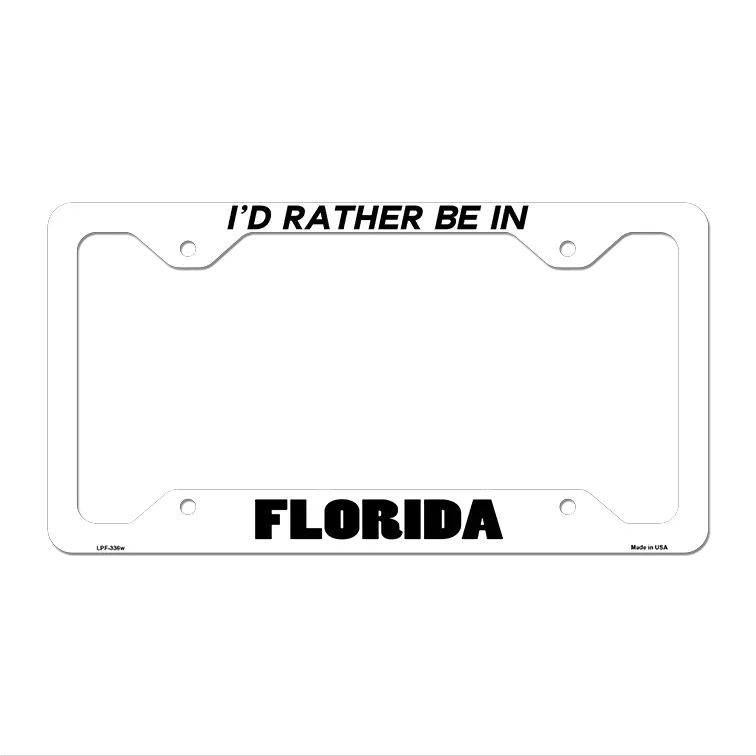 Be In Florida Novelty Metal License Plate Frame LPF-336 12.25" x 6.5" White Frame (LPF)