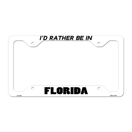 Be In Florida Novelty Metal License Plate Frame LPF-336 12.25" x 6.5" White Frame (LPF)