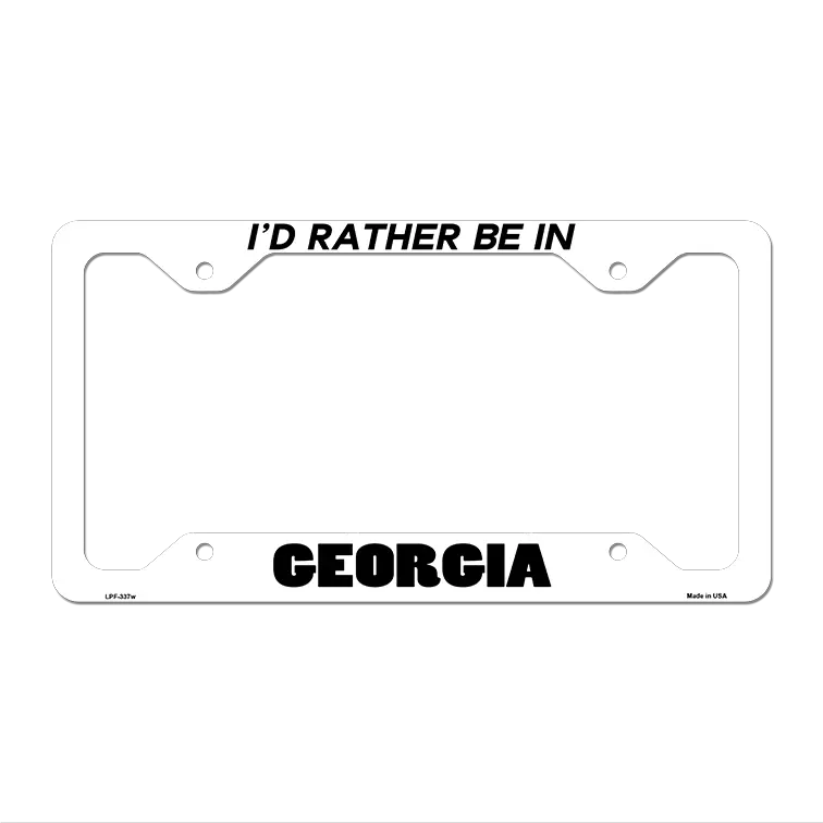 Be In Georgia Novelty Metal License Plate Frame LPF-337 12.25" x 6.5" White Frame (LPF)