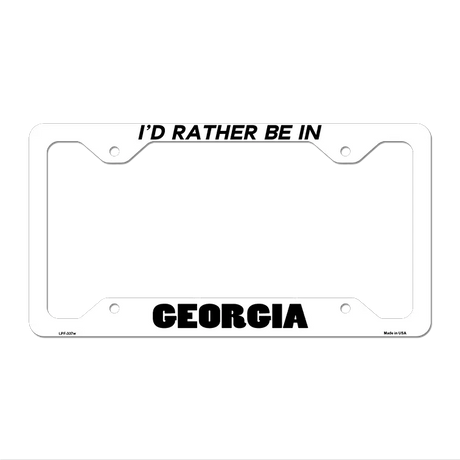 Be In Georgia Novelty Metal License Plate Frame LPF-337 12.25" x 6.5" White Frame (LPF)