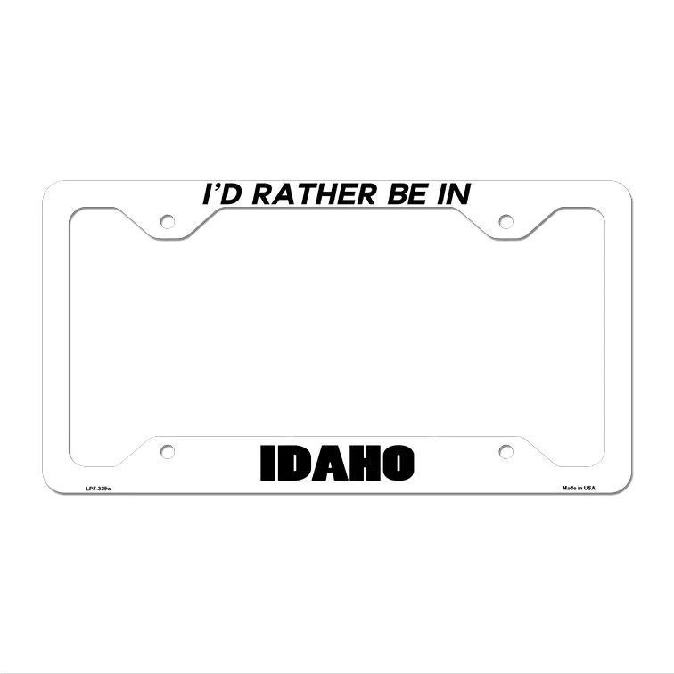 Be In Idaho Novelty Metal License Plate Frame LPF-339 12.25" x 6.5" White Frame (LPF)