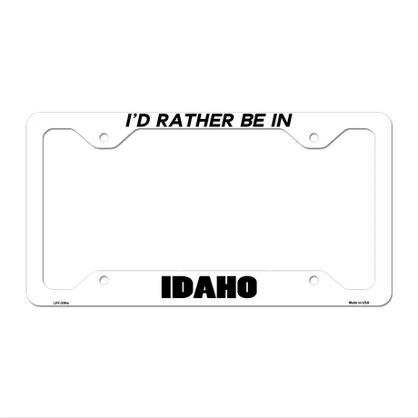 Be In Idaho Novelty Metal License Plate Frame LPF-339 12.25" x 6.5" White Frame (LPF)