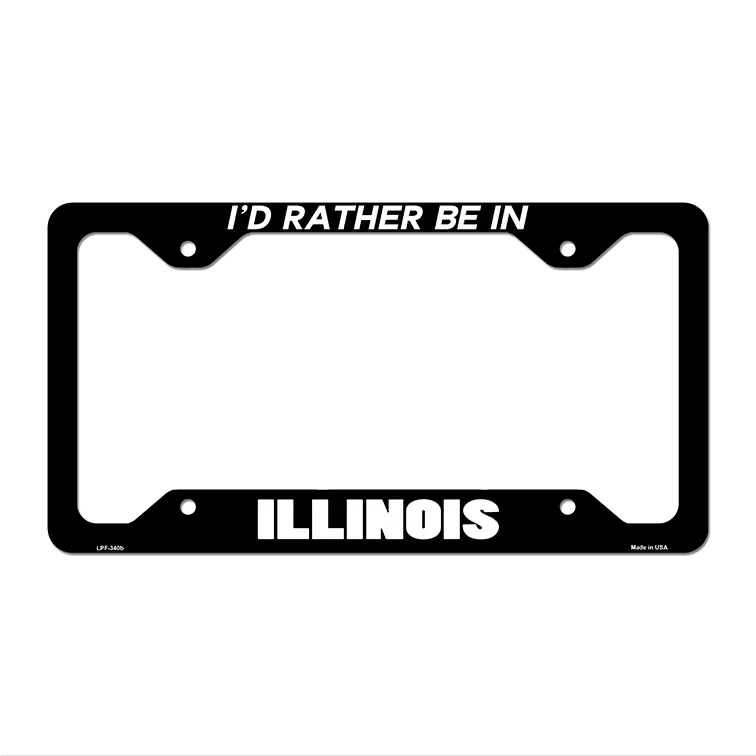 Be In Illinois Novelty Metal License Plate Frame LPF-340 12.25" x 6.5" Black Frame (LPF)