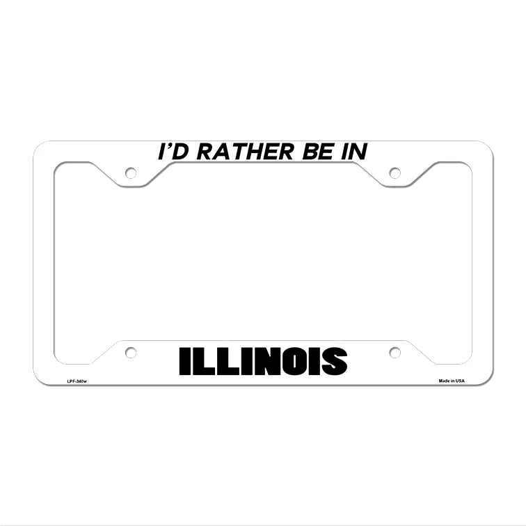 Be In Illinois Novelty Metal License Plate Frame LPF-340 12.25" x 6.5" White Frame (LPF)